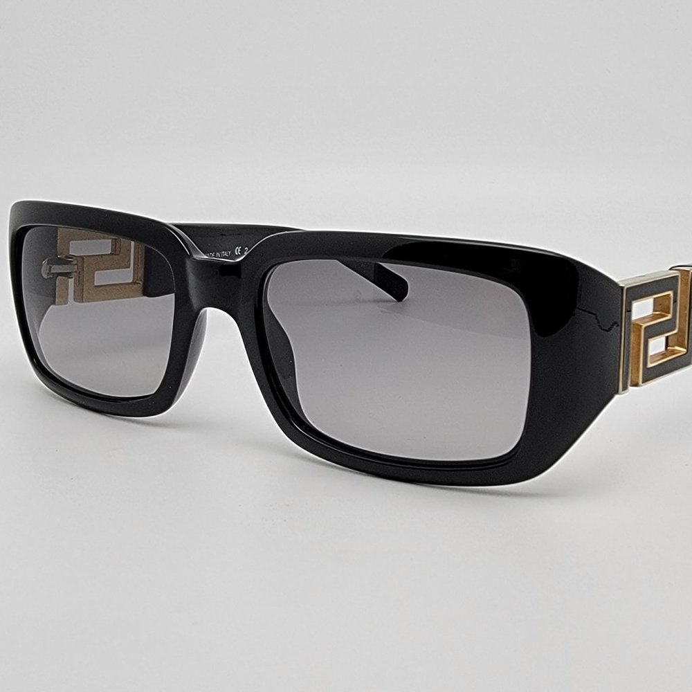 Versace Mod. 740 Col. 852 Black Gold Frame Grey Gradient Lens Sunglasses w/ Case